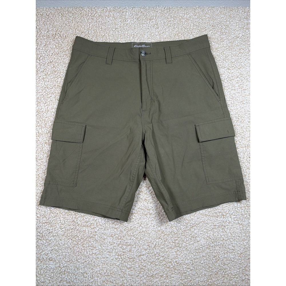 Eddie Bauer Travex Shorts Mens 33x9.5 Hiking Outdoors Cargo Canvas Khaki